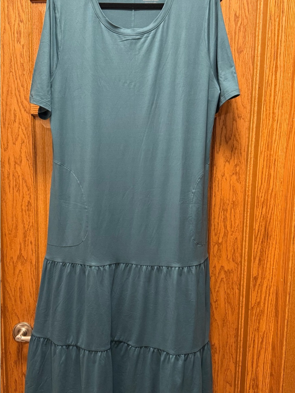 Cuddl Duds Teal Flexwear Tiered Hem Maxi Dress
